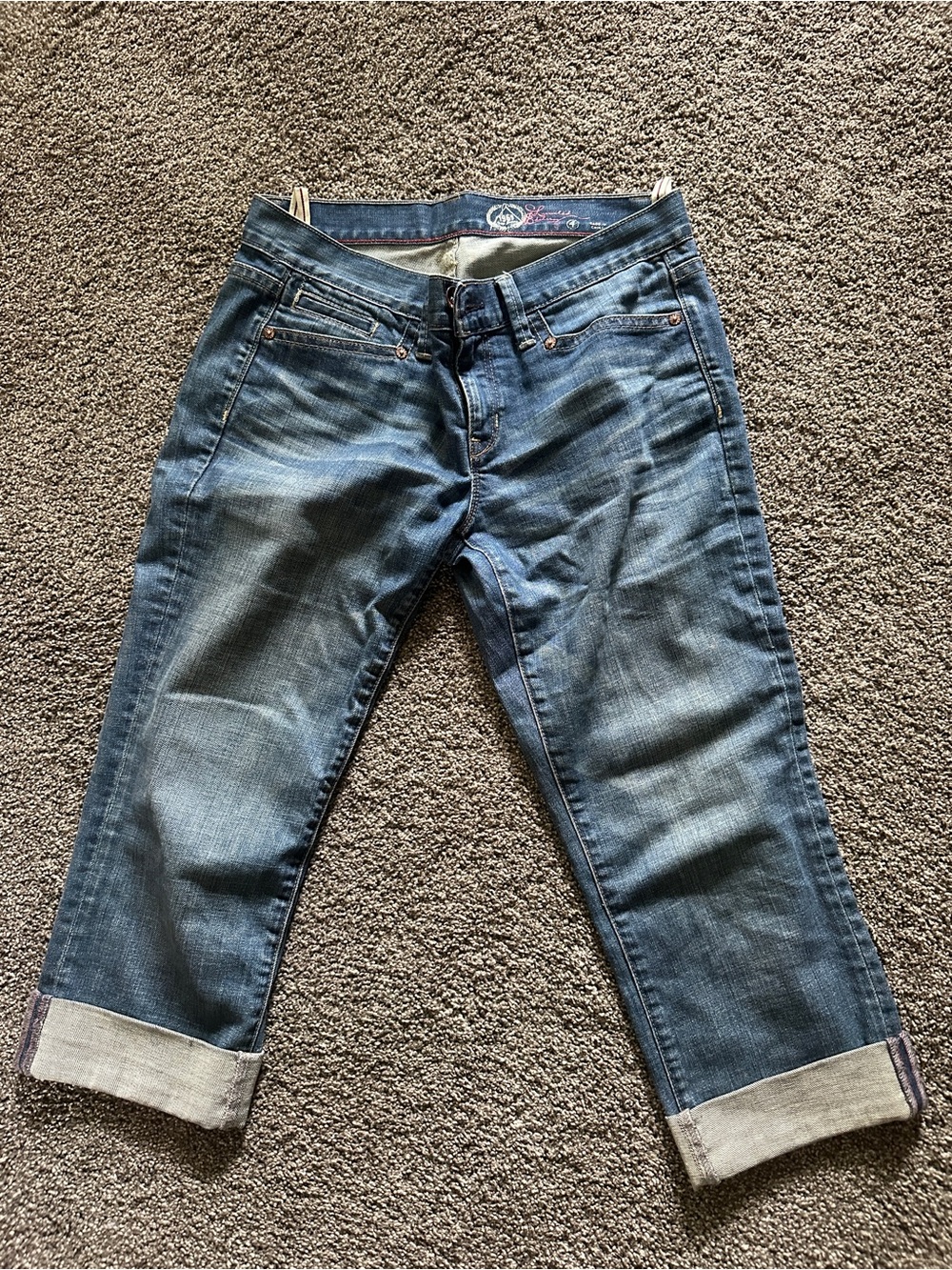 Women’s Mid Wash Blue Cuffed Jeans